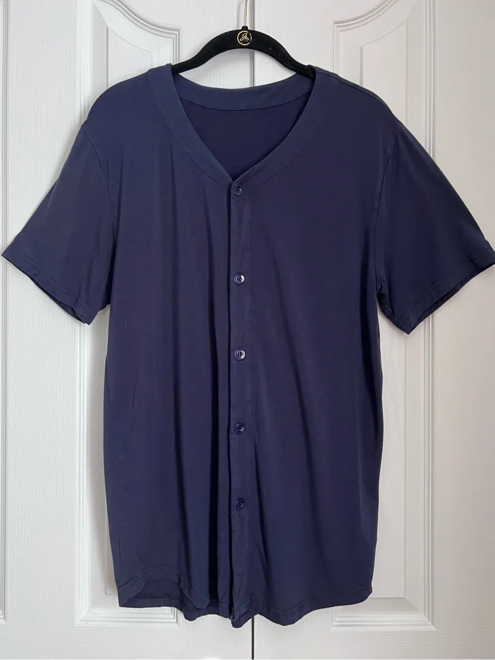 Men's Latuza Men's Bamboo Viscose Button Down Pajama Shirt (S) Navy/Black 2 Pack